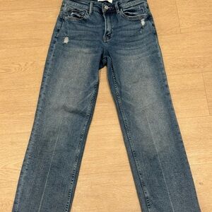 Lovervet by Vervet Highrised Distressed Hem Slim Wide Jeans